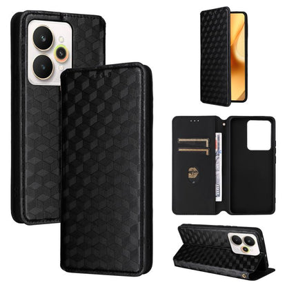 Cubic Grid Texture Flip Leather Phone Case, For Realme C100 4G / C100i 4G / C100x 4G, For Realme P4 Power 5G, For Realme Note 80 4G, For Realme 16 5G, For Realme 16 Pro+ 5G Global, For Realme 16 Pro 5G Global, For Realme C85 5G / 15X 5G                ...