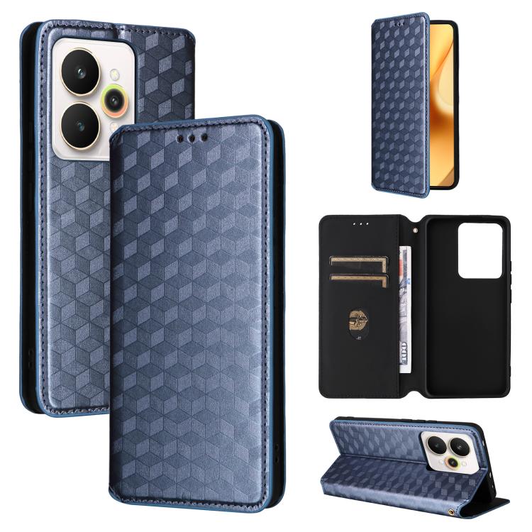 Cubic Grid Texture Flip Leather Phone Case, For Realme C100 4G / C100i 4G / C100x 4G, For Realme P4 Power 5G, For Realme Note 80 4G, For Realme 16 5G, For Realme 16 Pro+ 5G Global, For Realme 16 Pro 5G Global, For Realme C85 5G / 15X 5G                ...