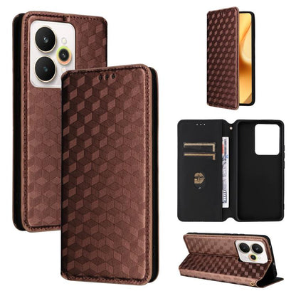 Cubic Grid Texture Flip Leather Phone Case, For Realme C100 4G / C100i 4G / C100x 4G, For Realme P4 Power 5G, For Realme Note 80 4G, For Realme 16 5G, For Realme 16 Pro+ 5G Global, For Realme 16 Pro 5G Global, For Realme C85 5G / 15X 5G                ...