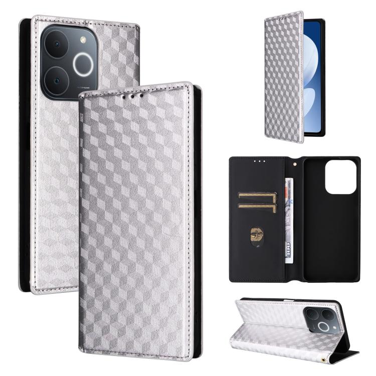 Cubic Grid Texture Flip Leather Phone Case, For Realme C100 4G / C100i 4G / C100x 4G, For Realme P4 Power 5G, For Realme Note 80 4G, For Realme 16 5G, For Realme 16 Pro+ 5G Global, For Realme 16 Pro 5G Global, For Realme C85 5G / 15X 5G                ...