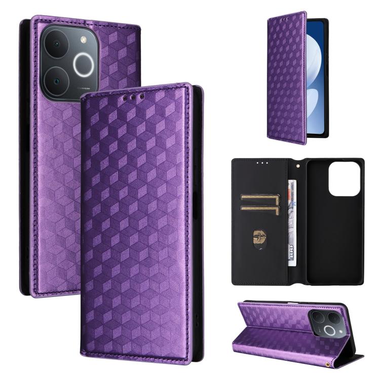 Cubic Grid Texture Flip Leather Phone Case, For Realme C100 4G / C100i 4G / C100x 4G, For Realme P4 Power 5G, For Realme Note 80 4G, For Realme 16 5G, For Realme 16 Pro+ 5G Global, For Realme 16 Pro 5G Global, For Realme C85 5G / 15X 5G                ...