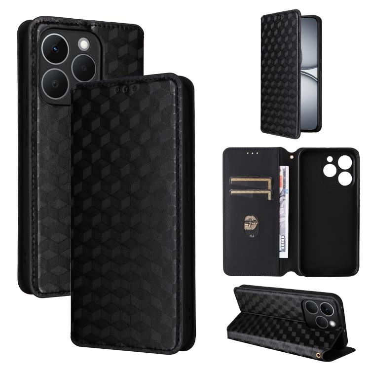 Cubic Grid Texture Flip Leather Phone Case, For Realme C100 4G / C100i 4G / C100x 4G, For Realme P4 Power 5G, For Realme Note 80 4G, For Realme 16 5G, For Realme 16 Pro+ 5G Global, For Realme 16 Pro 5G Global, For Realme C85 5G / 15X 5G                ...
