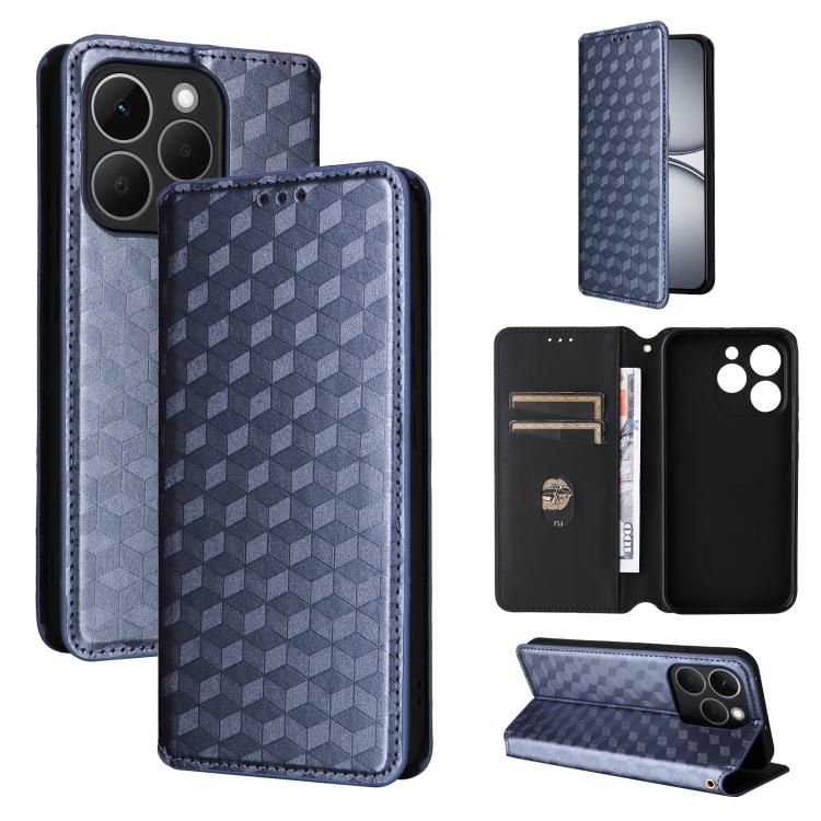 Cubic Grid Texture Flip Leather Phone Case, For Realme C100 4G / C100i 4G / C100x 4G, For Realme P4 Power 5G, For Realme Note 80 4G, For Realme 16 5G, For Realme 16 Pro+ 5G Global, For Realme 16 Pro 5G Global, For Realme C85 5G / 15X 5G                ...