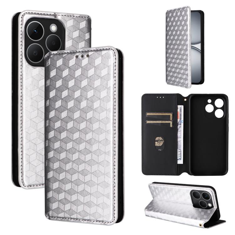 Cubic Grid Texture Flip Leather Phone Case, For Realme C100 4G / C100i 4G / C100x 4G, For Realme P4 Power 5G, For Realme Note 80 4G, For Realme 16 5G, For Realme 16 Pro+ 5G Global, For Realme 16 Pro 5G Global, For Realme C85 5G / 15X 5G                ...