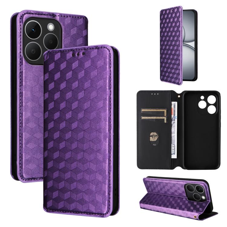 Cubic Grid Texture Flip Leather Phone Case, For Realme C100 4G / C100i 4G / C100x 4G, For Realme P4 Power 5G, For Realme Note 80 4G, For Realme 16 5G, For Realme 16 Pro+ 5G Global, For Realme 16 Pro 5G Global, For Realme C85 5G / 15X 5G                ...