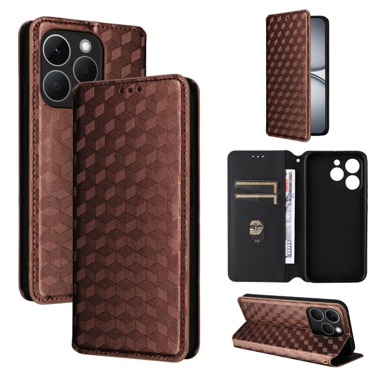 Cubic Grid Texture Flip Leather Phone Case, For Realme C100 4G / C100i 4G / C100x 4G, For Realme P4 Power 5G, For Realme Note 80 4G, For Realme 16 5G, For Realme 16 Pro+ 5G Global, For Realme 16 Pro 5G Global, For Realme C85 5G / 15X 5G                ...