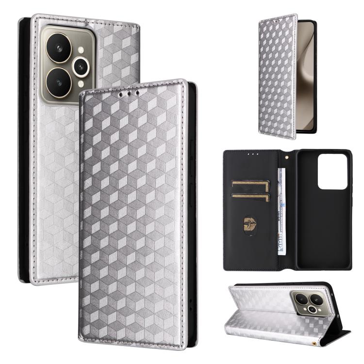 Cubic Grid Texture Flip Leather Phone Case, For Realme C100 4G / C100i 4G / C100x 4G, For Realme P4 Power 5G, For Realme Note 80 4G, For Realme 16 5G, For Realme 16 Pro+ 5G Global, For Realme 16 Pro 5G Global, For Realme C85 5G / 15X 5G                ...