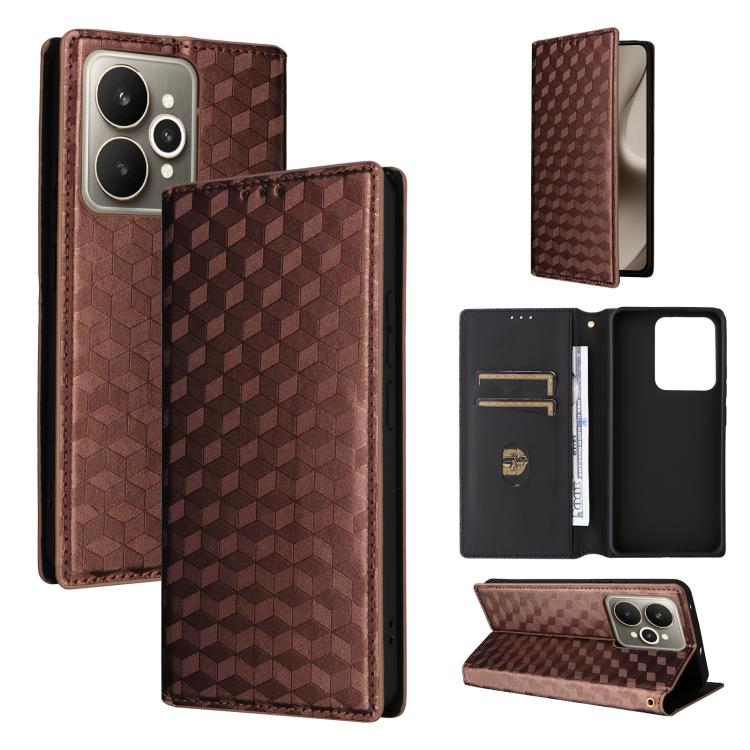 Cubic Grid Texture Flip Leather Phone Case, For Realme C100 4G / C100i 4G / C100x 4G, For Realme P4 Power 5G, For Realme Note 80 4G, For Realme 16 5G, For Realme 16 Pro+ 5G Global, For Realme 16 Pro 5G Global, For Realme C85 5G / 15X 5G                ...