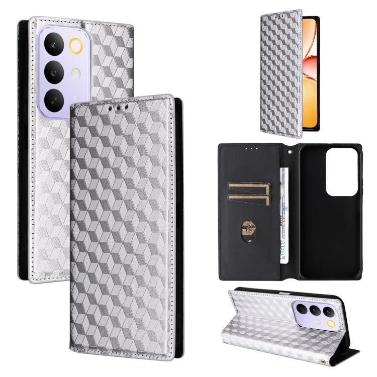 Cubic Grid Texture Flip Leather Phone Case, For Realme C100 4G / C100i 4G / C100x 4G, For Realme P4 Power 5G, For Realme Note 80 4G, For Realme 16 5G, For Realme 16 Pro+ 5G Global, For Realme 16 Pro 5G Global, For Realme C85 5G / 15X 5G                ...