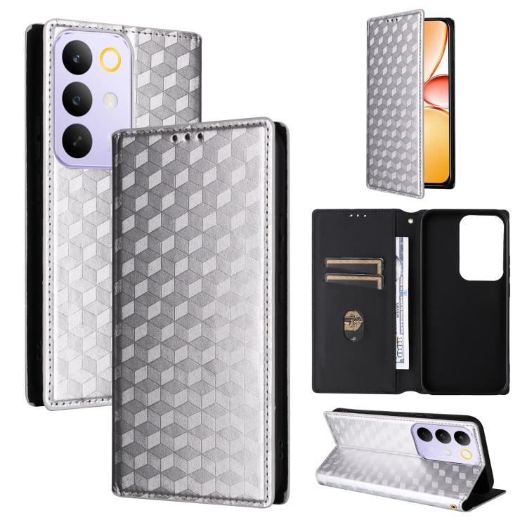 Cubic Grid Texture Flip Leather Phone Case, For Realme C100 4G / C100i 4G / C100x 4G, For Realme P4 Power 5G, For Realme Note 80 4G, For Realme 16 5G, For Realme 16 Pro+ 5G Global, For Realme 16 Pro 5G Global, For Realme C85 5G / 15X 5G                ...