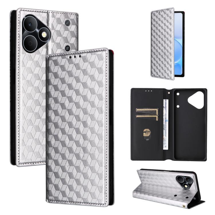 Cubic Grid Texture Flip Leather Phone Case, For Realme C100 4G / C100i 4G / C100x 4G, For Realme P4 Power 5G, For Realme Note 80 4G, For Realme 16 5G, For Realme 16 Pro+ 5G Global, For Realme 16 Pro 5G Global, For Realme C85 5G / 15X 5G                ...