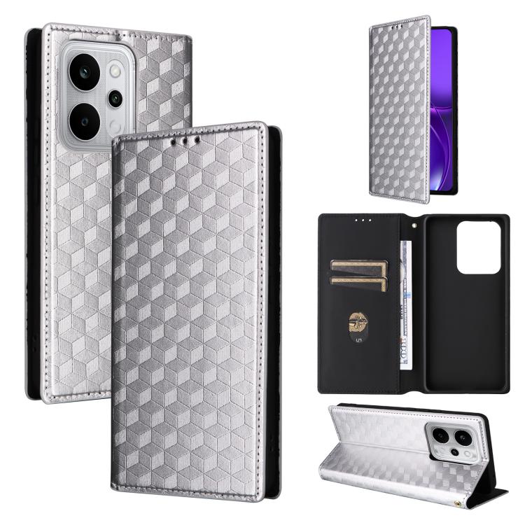 Cubic Grid Texture Flip Leather Phone Case, For Realme C100 4G / C100i 4G / C100x 4G, For Realme P4 Power 5G, For Realme Note 80 4G, For Realme 16 5G, For Realme 16 Pro+ 5G Global, For Realme 16 Pro 5G Global, For Realme C85 5G / 15X 5G                ...