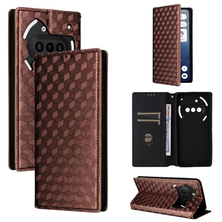 Cubic Grid Texture Flip Leather Phone Case, For Nothing Phone 4b, For Nothing Phone 4a Pro, For Nothing Phone 4a, For Nothing Phone 3a Lite, For Nothing Phone 3, For Nothing CMF Phone 2 Pro, For Nothing Phone 3a, For Nothing Phone 3a Pro               ...
