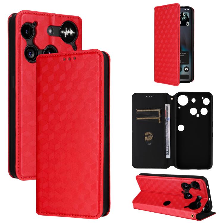 Cubic Grid Texture Flip Leather Phone Case, For Nothing Phone 4b, For Nothing Phone 4a Pro, For Nothing Phone 4a, For Nothing Phone 3a Lite, For Nothing Phone 3, For Nothing CMF Phone 2 Pro, For Nothing Phone 3a, For Nothing Phone 3a Pro               ...