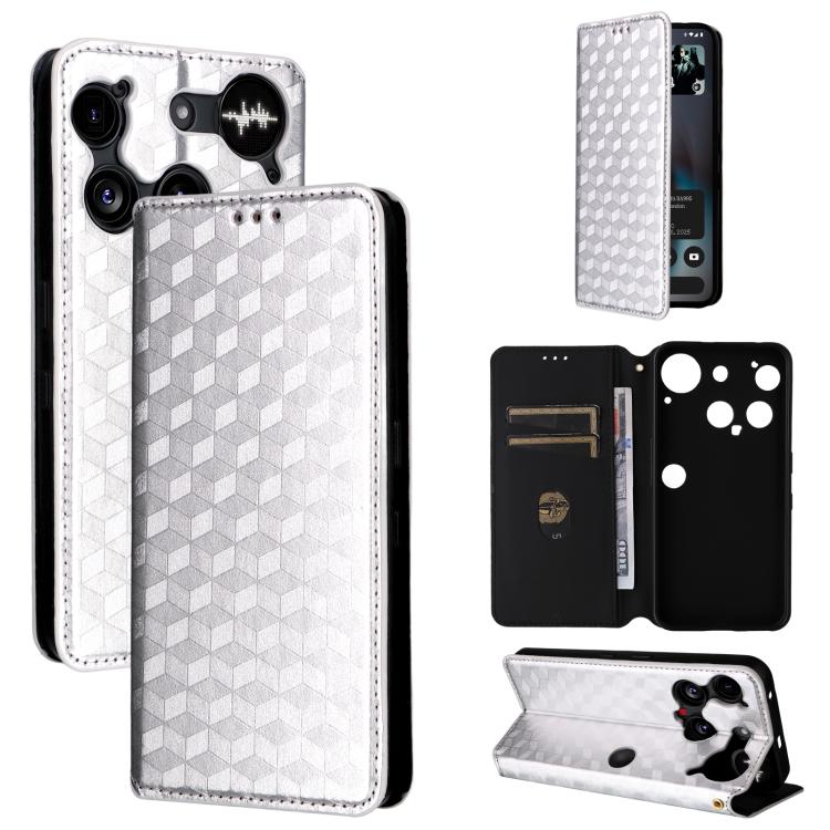 Cubic Grid Texture Flip Leather Phone Case, For Nothing Phone 4b, For Nothing Phone 4a Pro, For Nothing Phone 4a, For Nothing Phone 3a Lite, For Nothing Phone 3, For Nothing CMF Phone 2 Pro, For Nothing Phone 3a, For Nothing Phone 3a Pro               ...