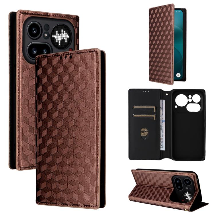 Cubic Grid Texture Flip Leather Phone Case, For Nothing Phone 4b, For Nothing Phone 4a Pro, For Nothing Phone 4a, For Nothing Phone 3a Lite, For Nothing Phone 3, For Nothing CMF Phone 2 Pro, For Nothing Phone 3a, For Nothing Phone 3a Pro               ...