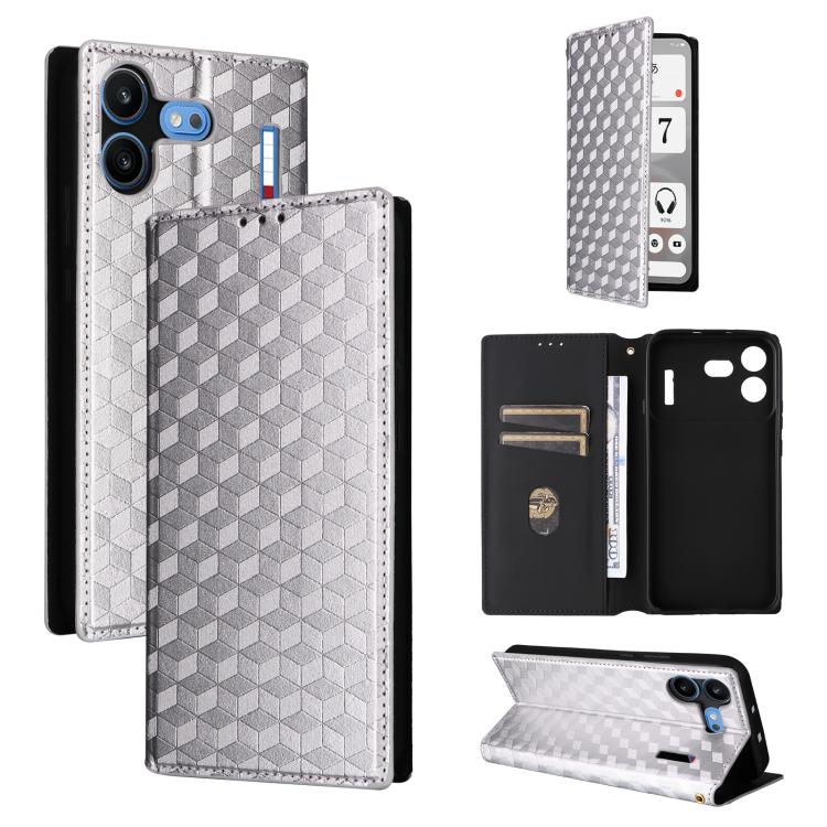 Cubic Grid Texture Flip Leather Phone Case, For Nothing Phone 4b, For Nothing Phone 4a Pro, For Nothing Phone 4a, For Nothing Phone 3a Lite, For Nothing Phone 3, For Nothing CMF Phone 2 Pro, For Nothing Phone 3a, For Nothing Phone 3a Pro               ...