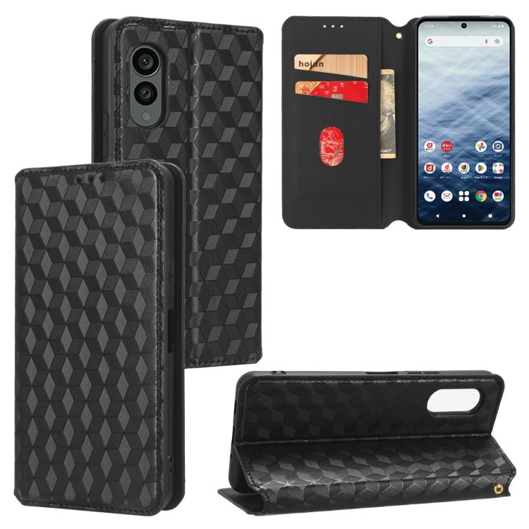 Cubic Grid Texture Flip Leather Phone Case, For Fujitsu Arrows We3, For Fujitsu FCNT Rakuraku F-53E, For Fujitsu Rakuraku A401FC, For Fujitsu Arrows We2 F-52E, For Fujitsu Arrows We2 Plus F-51E, For Fujitsu Arrows N F-51C, For Fujitsu Arrows WE F-51B  ...