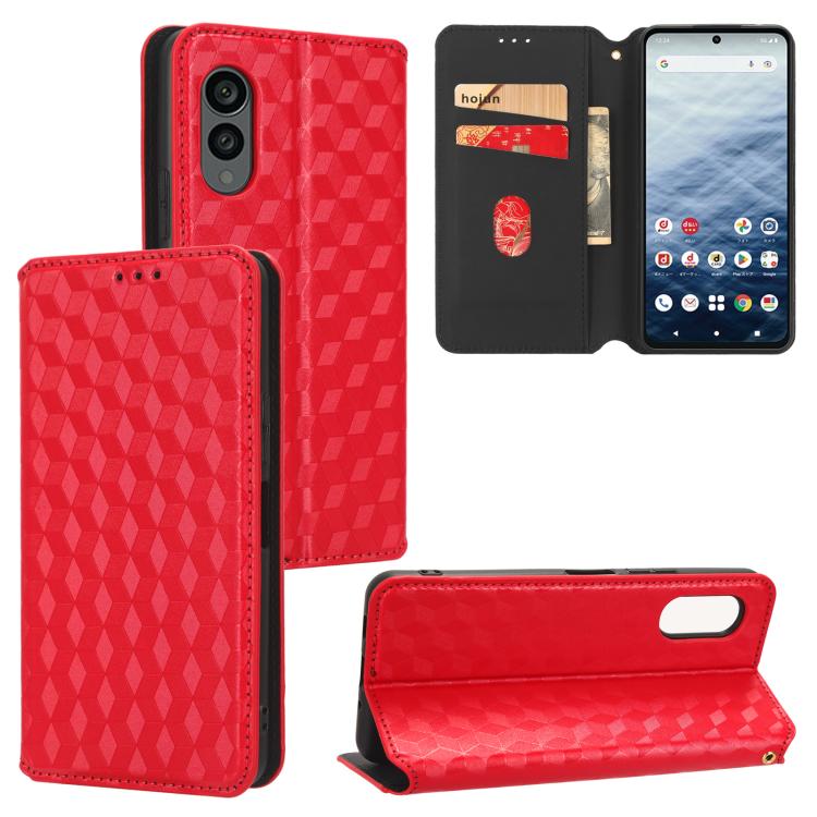 Cubic Grid Texture Flip Leather Phone Case, For Fujitsu Arrows We3, For Fujitsu FCNT Rakuraku F-53E, For Fujitsu Rakuraku A401FC, For Fujitsu Arrows We2 F-52E, For Fujitsu Arrows We2 Plus F-51E, For Fujitsu Arrows N F-51C, For Fujitsu Arrows WE F-51B  ...