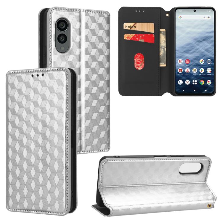 Cubic Grid Texture Flip Leather Phone Case, For Fujitsu Arrows We3, For Fujitsu FCNT Rakuraku F-53E, For Fujitsu Rakuraku A401FC, For Fujitsu Arrows We2 F-52E, For Fujitsu Arrows We2 Plus F-51E, For Fujitsu Arrows N F-51C, For Fujitsu Arrows WE F-51B  ...