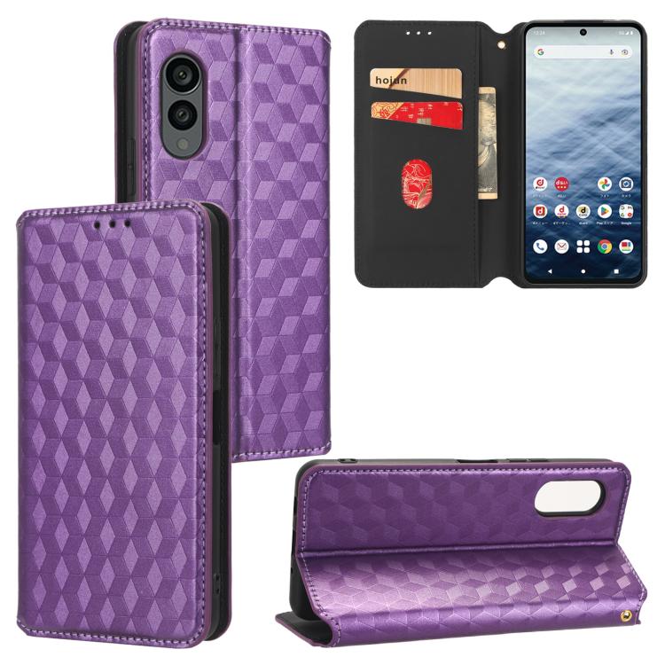 Cubic Grid Texture Flip Leather Phone Case, For Fujitsu Arrows We3, For Fujitsu FCNT Rakuraku F-53E, For Fujitsu Rakuraku A401FC, For Fujitsu Arrows We2 F-52E, For Fujitsu Arrows We2 Plus F-51E, For Fujitsu Arrows N F-51C, For Fujitsu Arrows WE F-51B  ...