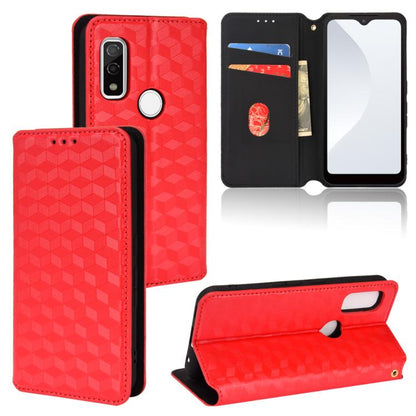 Cubic Grid Texture Flip Leather Phone Case, For Fujitsu Arrows We3, For Fujitsu FCNT Rakuraku F-53E, For Fujitsu Rakuraku A401FC, For Fujitsu Arrows We2 F-52E, For Fujitsu Arrows We2 Plus F-51E, For Fujitsu Arrows N F-51C, For Fujitsu Arrows WE F-51B  ...