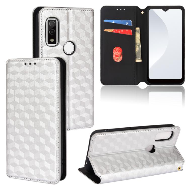 Cubic Grid Texture Flip Leather Phone Case, For Fujitsu Arrows We3, For Fujitsu FCNT Rakuraku F-53E, For Fujitsu Rakuraku A401FC, For Fujitsu Arrows We2 F-52E, For Fujitsu Arrows We2 Plus F-51E, For Fujitsu Arrows N F-51C, For Fujitsu Arrows WE F-51B  ...