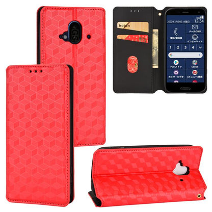 Cubic Grid Texture Flip Leather Phone Case, For Fujitsu Arrows We3, For Fujitsu FCNT Rakuraku F-53E, For Fujitsu Rakuraku A401FC, For Fujitsu Arrows We2 F-52E, For Fujitsu Arrows We2 Plus F-51E, For Fujitsu Arrows N F-51C, For Fujitsu Arrows WE F-51B  ...