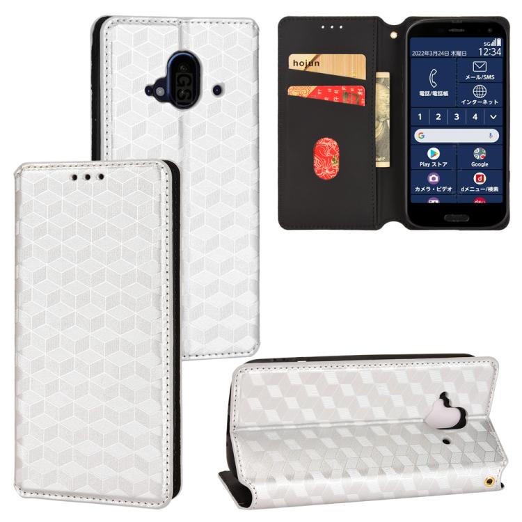 Cubic Grid Texture Flip Leather Phone Case, For Fujitsu Arrows We3, For Fujitsu FCNT Rakuraku F-53E, For Fujitsu Rakuraku A401FC, For Fujitsu Arrows We2 F-52E, For Fujitsu Arrows We2 Plus F-51E, For Fujitsu Arrows N F-51C, For Fujitsu Arrows WE F-51B  ...
