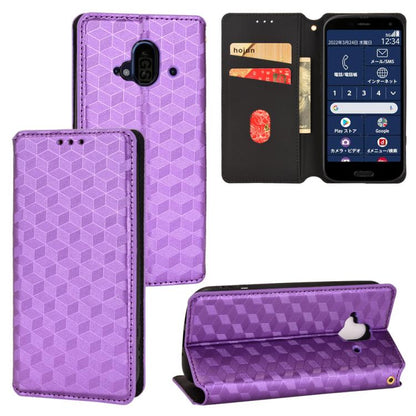 Cubic Grid Texture Flip Leather Phone Case, For Fujitsu Arrows We3, For Fujitsu FCNT Rakuraku F-53E, For Fujitsu Rakuraku A401FC, For Fujitsu Arrows We2 F-52E, For Fujitsu Arrows We2 Plus F-51E, For Fujitsu Arrows N F-51C, For Fujitsu Arrows WE F-51B  ...