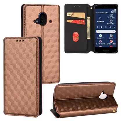 Cubic Grid Texture Flip Leather Phone Case, For Fujitsu Arrows We3, For Fujitsu FCNT Rakuraku F-53E, For Fujitsu Rakuraku A401FC, For Fujitsu Arrows We2 F-52E, For Fujitsu Arrows We2 Plus F-51E, For Fujitsu Arrows N F-51C, For Fujitsu Arrows WE F-51B  ...