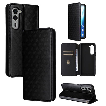 Cubic Grid Texture Flip Leather Phone Case, For Fujitsu Arrows We3, For Fujitsu FCNT Rakuraku F-53E, For Fujitsu Rakuraku A401FC, For Fujitsu Arrows We2 F-52E, For Fujitsu Arrows We2 Plus F-51E, For Fujitsu Arrows N F-51C, For Fujitsu Arrows WE F-51B  ...