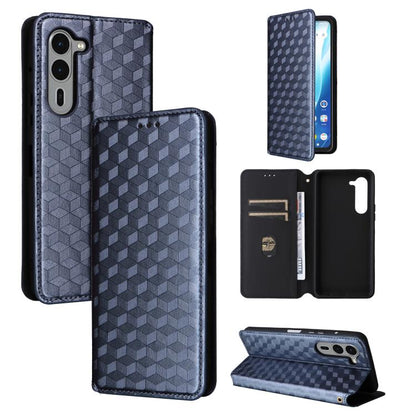 Cubic Grid Texture Flip Leather Phone Case, For Fujitsu Arrows We3, For Fujitsu FCNT Rakuraku F-53E, For Fujitsu Rakuraku A401FC, For Fujitsu Arrows We2 F-52E, For Fujitsu Arrows We2 Plus F-51E, For Fujitsu Arrows N F-51C, For Fujitsu Arrows WE F-51B  ...