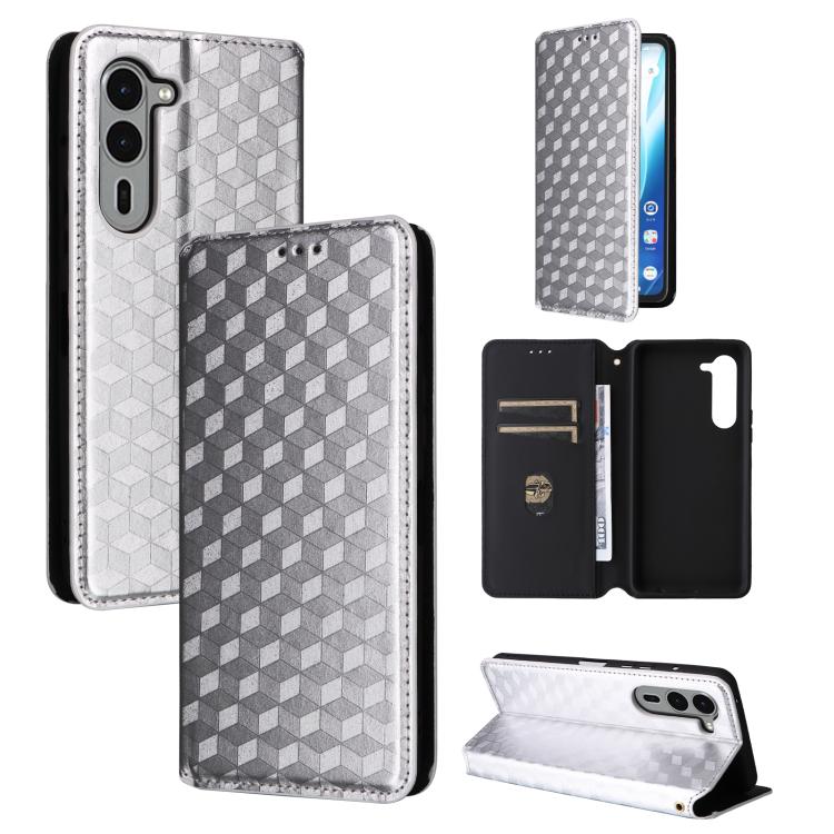 Cubic Grid Texture Flip Leather Phone Case, For Fujitsu Arrows We3, For Fujitsu FCNT Rakuraku F-53E, For Fujitsu Rakuraku A401FC, For Fujitsu Arrows We2 F-52E, For Fujitsu Arrows We2 Plus F-51E, For Fujitsu Arrows N F-51C, For Fujitsu Arrows WE F-51B  ...