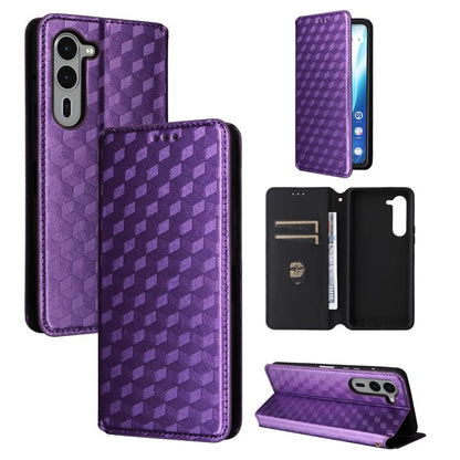 Cubic Grid Texture Flip Leather Phone Case, For Fujitsu Arrows We3, For Fujitsu FCNT Rakuraku F-53E, For Fujitsu Rakuraku A401FC, For Fujitsu Arrows We2 F-52E, For Fujitsu Arrows We2 Plus F-51E, For Fujitsu Arrows N F-51C, For Fujitsu Arrows WE F-51B  ...