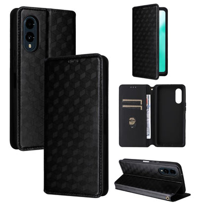 Cubic Grid Texture Flip Leather Phone Case, For Fujitsu Arrows We3, For Fujitsu FCNT Rakuraku F-53E, For Fujitsu Rakuraku A401FC, For Fujitsu Arrows We2 F-52E, For Fujitsu Arrows We2 Plus F-51E, For Fujitsu Arrows N F-51C, For Fujitsu Arrows WE F-51B  ...