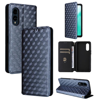 Cubic Grid Texture Flip Leather Phone Case, For Fujitsu Arrows We3, For Fujitsu FCNT Rakuraku F-53E, For Fujitsu Rakuraku A401FC, For Fujitsu Arrows We2 F-52E, For Fujitsu Arrows We2 Plus F-51E, For Fujitsu Arrows N F-51C, For Fujitsu Arrows WE F-51B  ...