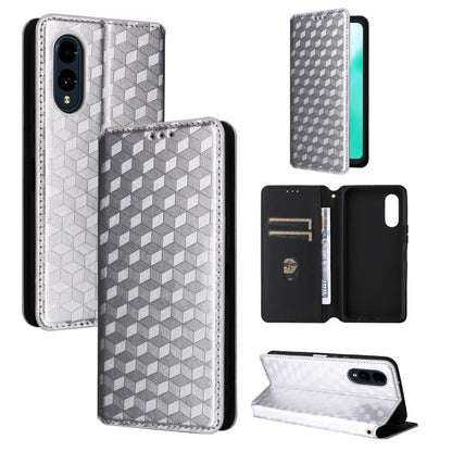 Cubic Grid Texture Flip Leather Phone Case, For Fujitsu Arrows We3, For Fujitsu FCNT Rakuraku F-53E, For Fujitsu Rakuraku A401FC, For Fujitsu Arrows We2 F-52E, For Fujitsu Arrows We2 Plus F-51E, For Fujitsu Arrows N F-51C, For Fujitsu Arrows WE F-51B  ...