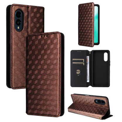 Cubic Grid Texture Flip Leather Phone Case, For Fujitsu Arrows We3, For Fujitsu FCNT Rakuraku F-53E, For Fujitsu Rakuraku A401FC, For Fujitsu Arrows We2 F-52E, For Fujitsu Arrows We2 Plus F-51E, For Fujitsu Arrows N F-51C, For Fujitsu Arrows WE F-51B  ...