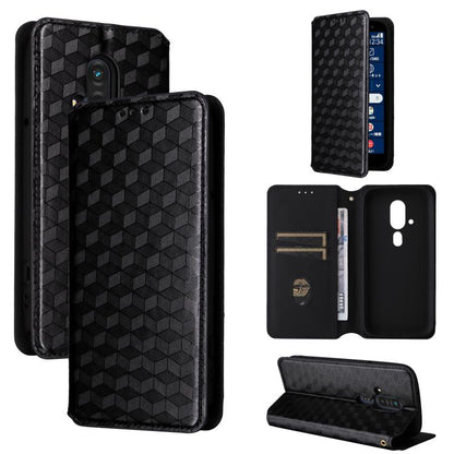 Cubic Grid Texture Flip Leather Phone Case, For Fujitsu Arrows We3, For Fujitsu FCNT Rakuraku F-53E, For Fujitsu Rakuraku A401FC, For Fujitsu Arrows We2 F-52E, For Fujitsu Arrows We2 Plus F-51E, For Fujitsu Arrows N F-51C, For Fujitsu Arrows WE F-51B  ...