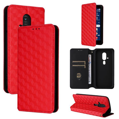 Cubic Grid Texture Flip Leather Phone Case, For Fujitsu Arrows We3, For Fujitsu FCNT Rakuraku F-53E, For Fujitsu Rakuraku A401FC, For Fujitsu Arrows We2 F-52E, For Fujitsu Arrows We2 Plus F-51E, For Fujitsu Arrows N F-51C, For Fujitsu Arrows WE F-51B  ...