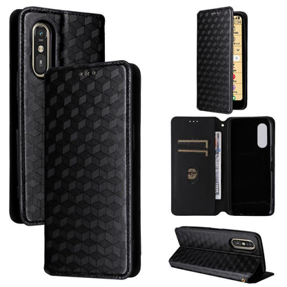 Cubic Grid Texture Flip Leather Phone Case, For Fujitsu Arrows We3, For Fujitsu FCNT Rakuraku F-53E, For Fujitsu Rakuraku A401FC, For Fujitsu Arrows We2 F-52E, For Fujitsu Arrows We2 Plus F-51E, For Fujitsu Arrows N F-51C, For Fujitsu Arrows WE F-51B  ...