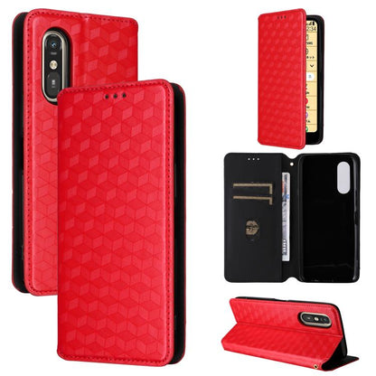 Cubic Grid Texture Flip Leather Phone Case, For Fujitsu Arrows We3, For Fujitsu FCNT Rakuraku F-53E, For Fujitsu Rakuraku A401FC, For Fujitsu Arrows We2 F-52E, For Fujitsu Arrows We2 Plus F-51E, For Fujitsu Arrows N F-51C, For Fujitsu Arrows WE F-51B  ...