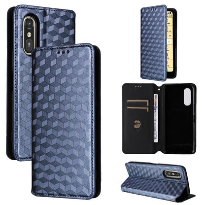 Cubic Grid Texture Flip Leather Phone Case, For Fujitsu Arrows We3, For Fujitsu FCNT Rakuraku F-53E, For Fujitsu Rakuraku A401FC, For Fujitsu Arrows We2 F-52E, For Fujitsu Arrows We2 Plus F-51E, For Fujitsu Arrows N F-51C, For Fujitsu Arrows WE F-51B  ...