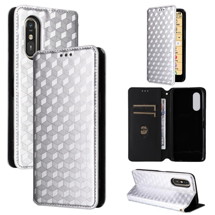 Cubic Grid Texture Flip Leather Phone Case, For Fujitsu Arrows We3, For Fujitsu FCNT Rakuraku F-53E, For Fujitsu Rakuraku A401FC, For Fujitsu Arrows We2 F-52E, For Fujitsu Arrows We2 Plus F-51E, For Fujitsu Arrows N F-51C, For Fujitsu Arrows WE F-51B  ...