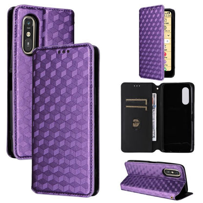 Cubic Grid Texture Flip Leather Phone Case, For Fujitsu Arrows We3, For Fujitsu FCNT Rakuraku F-53E, For Fujitsu Rakuraku A401FC, For Fujitsu Arrows We2 F-52E, For Fujitsu Arrows We2 Plus F-51E, For Fujitsu Arrows N F-51C, For Fujitsu Arrows WE F-51B  ...