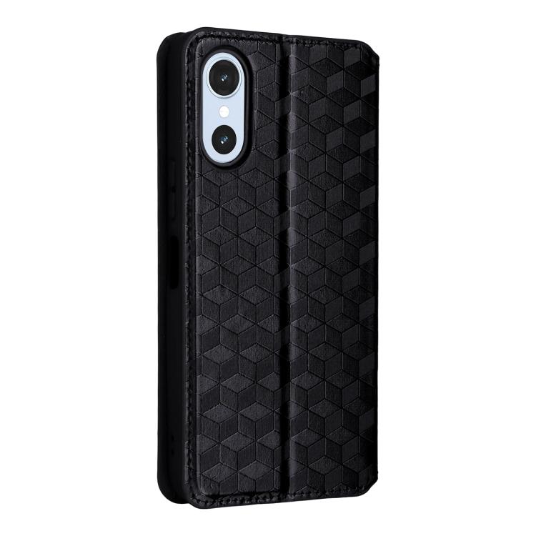 Cubic Grid Texture Flip Leather Phone Case, For Fujitsu Arrows We3, For Fujitsu FCNT Rakuraku F-53E, For Fujitsu Rakuraku A401FC, For Fujitsu Arrows We2 F-52E, For Fujitsu Arrows We2 Plus F-51E, For Fujitsu Arrows N F-51C, For Fujitsu Arrows WE F-51B  ...