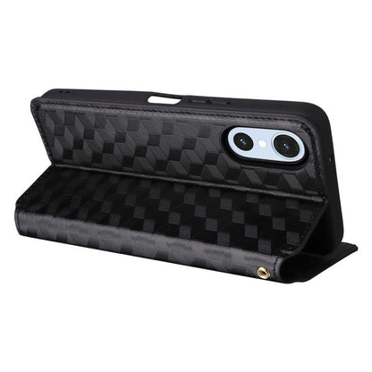 Cubic Grid Texture Flip Leather Phone Case, For Fujitsu Arrows We3, For Fujitsu FCNT Rakuraku F-53E, For Fujitsu Rakuraku A401FC, For Fujitsu Arrows We2 F-52E, For Fujitsu Arrows We2 Plus F-51E, For Fujitsu Arrows N F-51C, For Fujitsu Arrows WE F-51B  ...