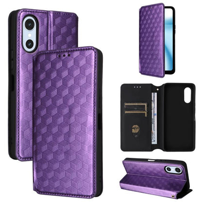 Cubic Grid Texture Flip Leather Phone Case, For Fujitsu Arrows We3, For Fujitsu FCNT Rakuraku F-53E, For Fujitsu Rakuraku A401FC, For Fujitsu Arrows We2 F-52E, For Fujitsu Arrows We2 Plus F-51E, For Fujitsu Arrows N F-51C, For Fujitsu Arrows WE F-51B  ...