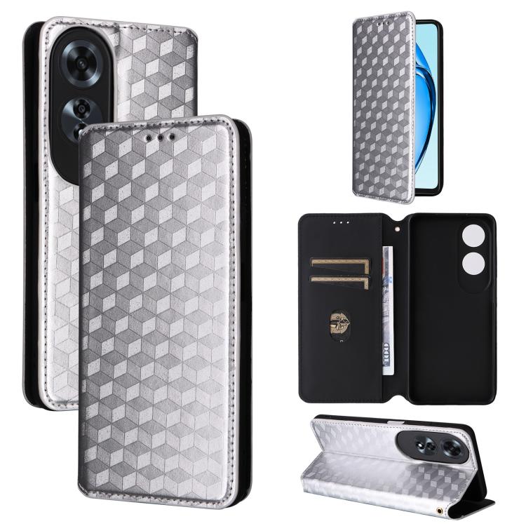 Cubic Grid Texture Flip Leather Phone Case, For OPPO A5x 5G / 4G Global, For OPPO A5 5G / 4G Global / A5M, For OPPO Reno14 Pro Global, For OPPO Reno14 Global, For OPPO K13 5G / K13X 5G / K12S 5G, For OPPO Find X8s+ 5G, For OPPO Find X8s 5G             ...